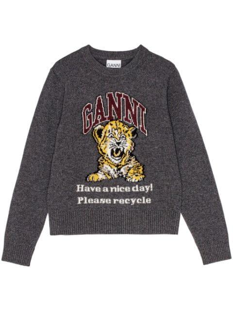 intarsia-knit tiger jumper by GANNI