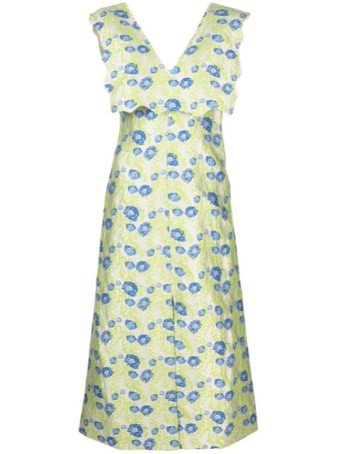 jacquard-pattern V-neck dress by GANNI
