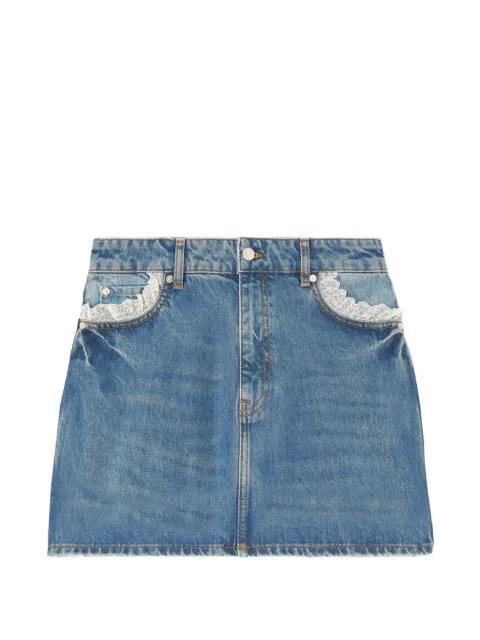 lace-trim denim skirt by GANNI