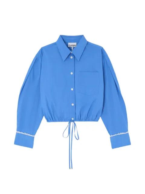 lace-trim drawstring-hem shirt by GANNI