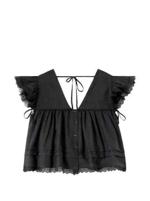 lace-trimmed ruffled blouse by GANNI