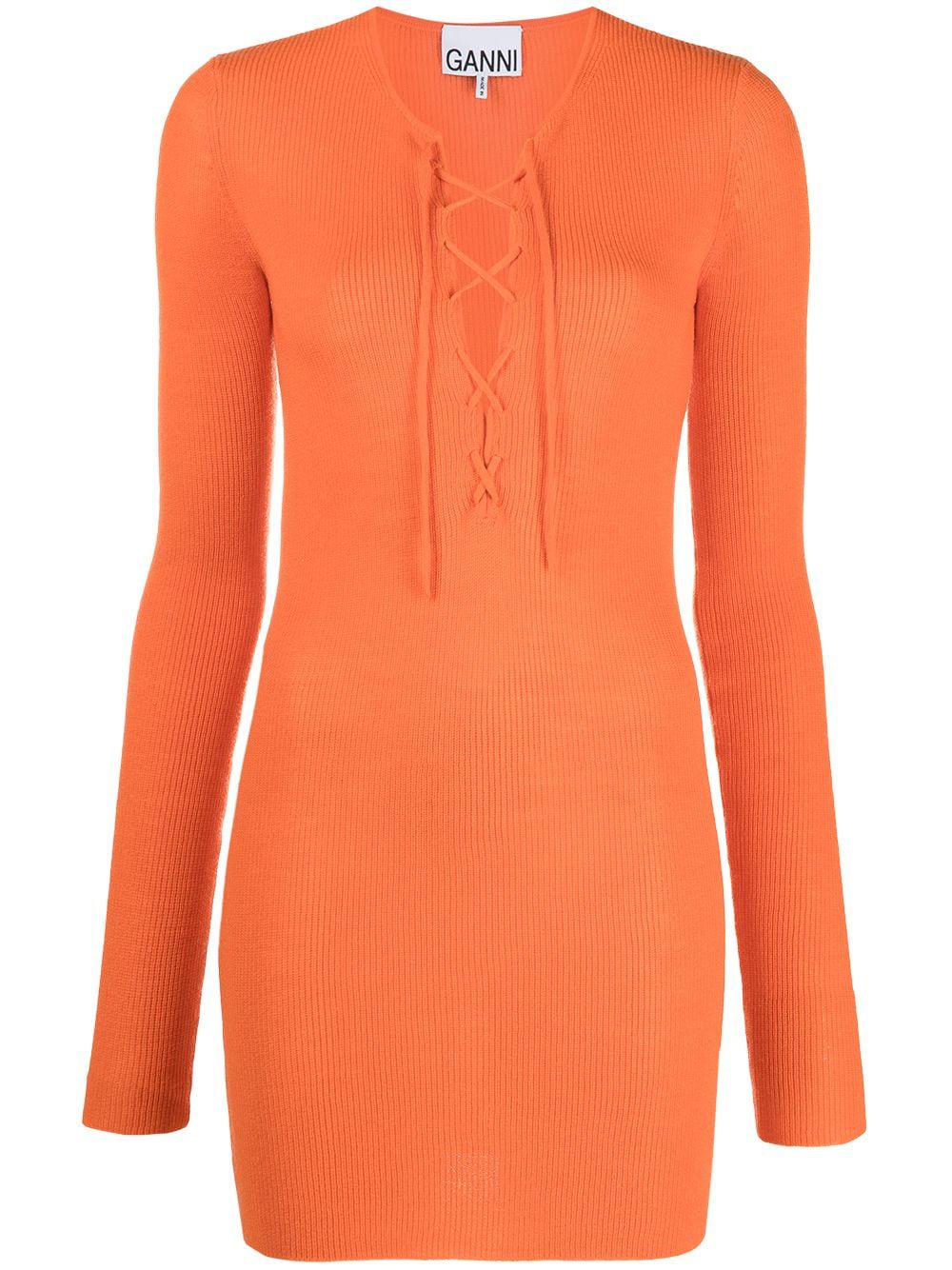 lace-up merino top by GANNI