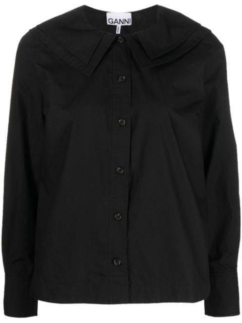 layered bib-collar cotton shirt by GANNI