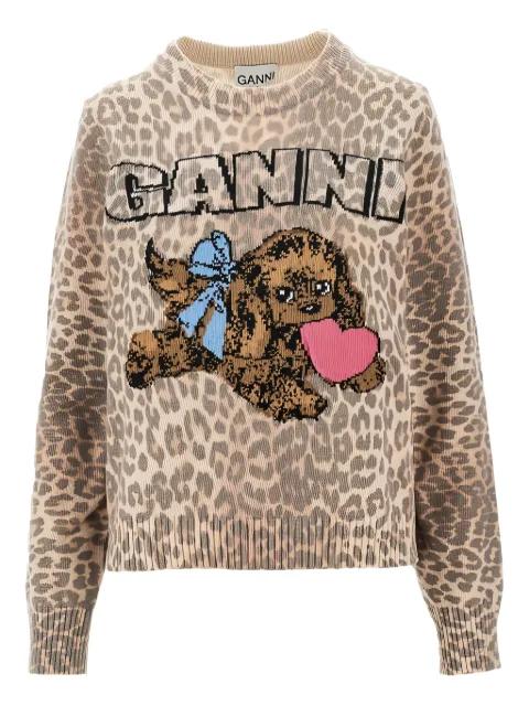 leopard appliqué sweater by GANNI