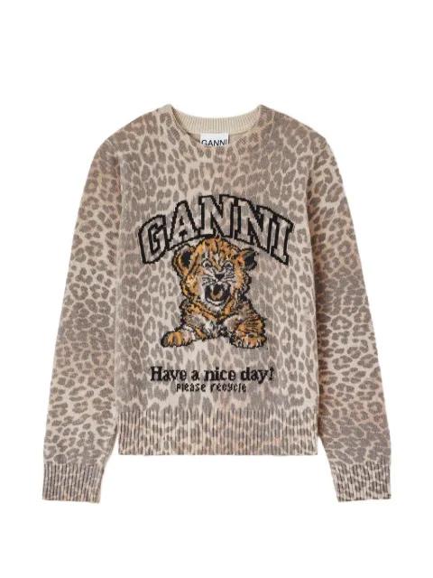 leopard-intarsia sweater by GANNI
