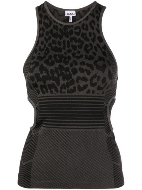 leopard-jacquard seamless tank top by GANNI