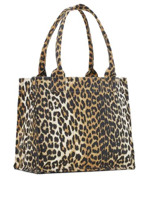 leopard-print canvas tote bag by GANNI