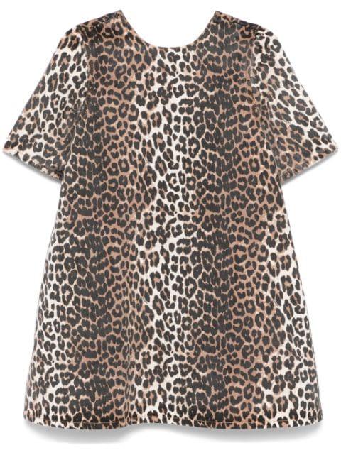 leopard-print denim mini dress by GANNI