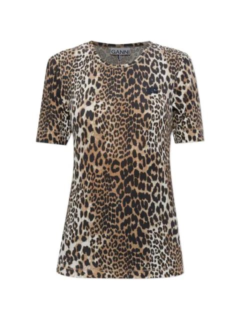 leopard-print logo T-shirt by GANNI