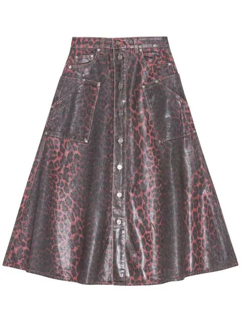 leopard-print midi skirt by GANNI