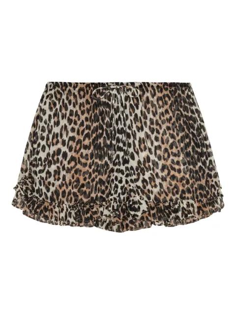 leopard-print ruffled shorts by GANNI