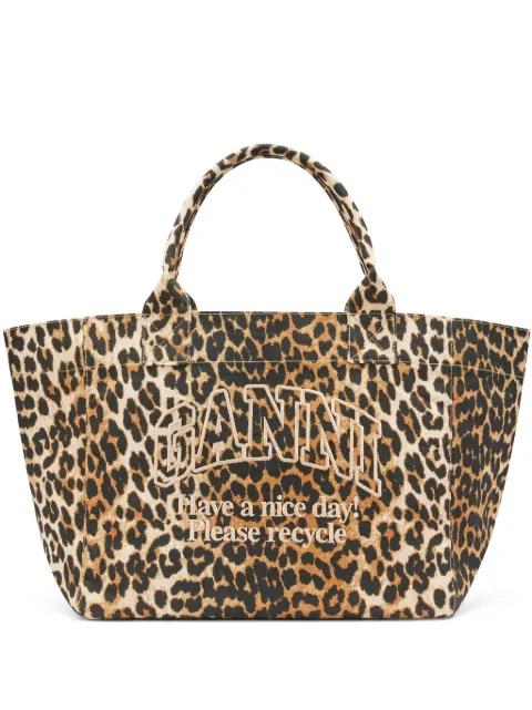 leopard print zip tote bag by GANNI