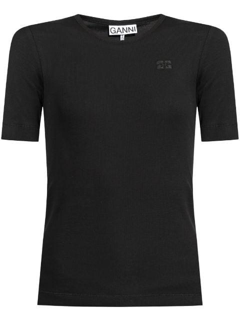 logo-appliqué cotton T-shirt by GANNI