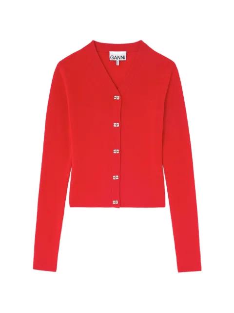 logo-button V-neck cardigan by GANNI