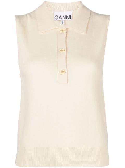 logo-buttons knitted vest by GANNI