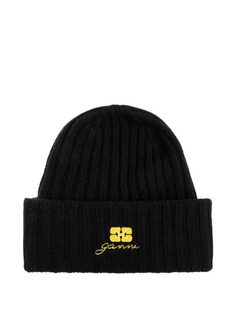 logo-embroidered beanie hat by GANNI