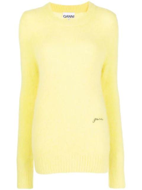 logo-embroidered crew-neck sweater by GANNI