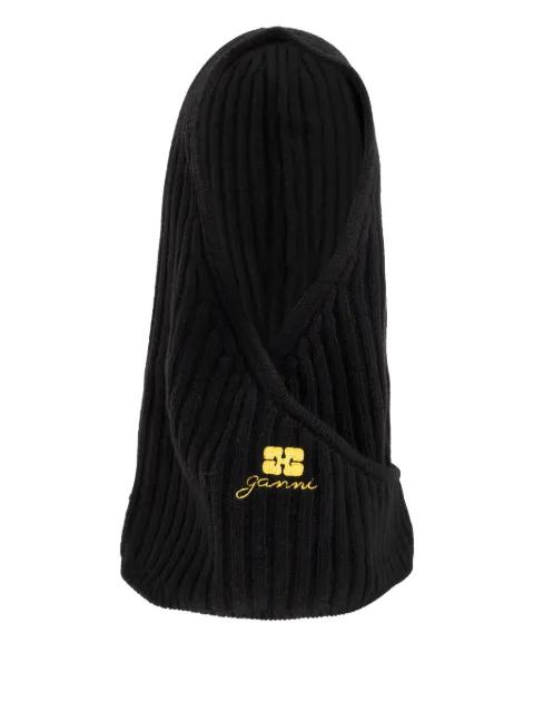logo-embroidered ribbed balaclava by GANNI