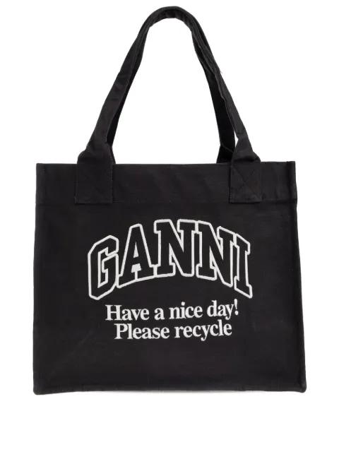 logo-embroidered tote bag by GANNI