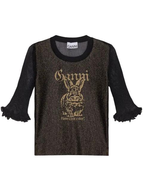 logo-jacquard T-shirt by GANNI