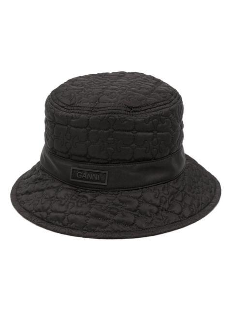 logo-patch quilted bucket hat by GANNI