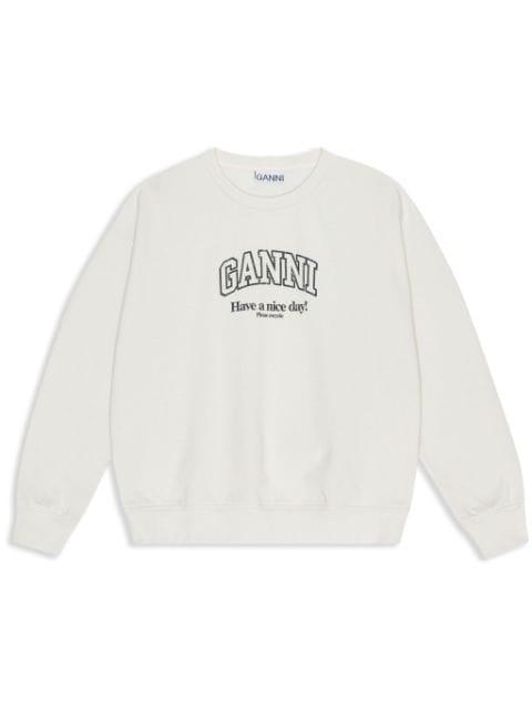 logo-print cotton sweatshirt by GANNI