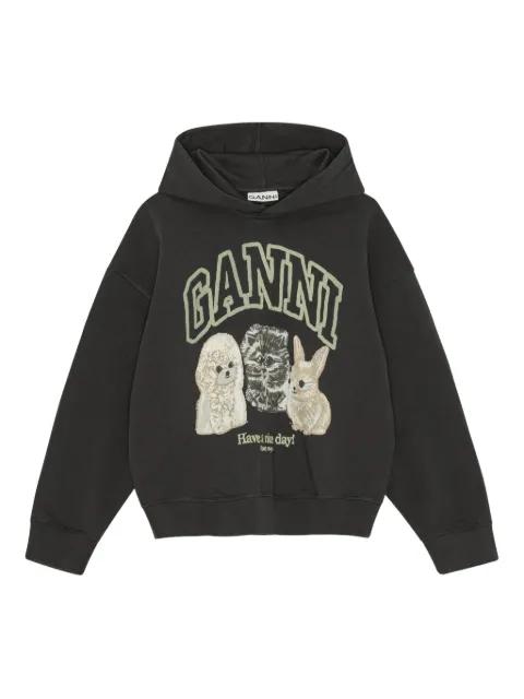 logo-print hoodied sweater by GANNI