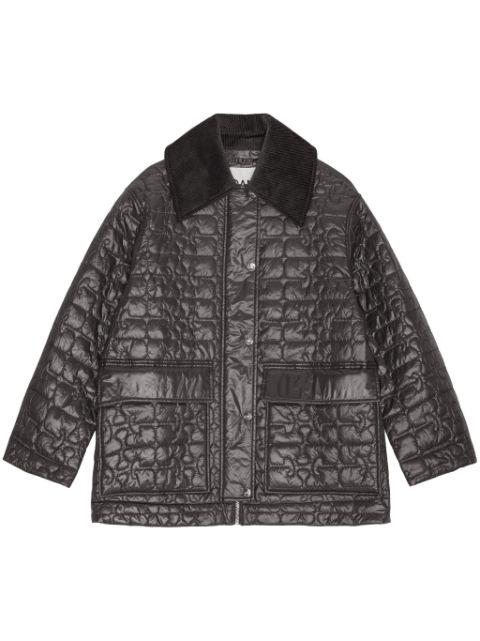 logo-quilted corduroy-collar jacket by GANNI