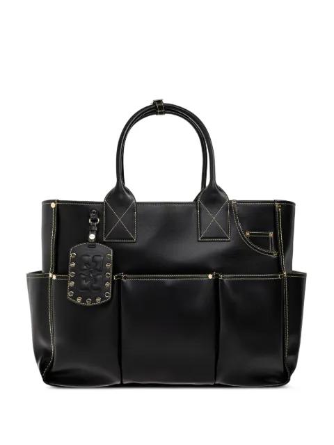 logo-tag multi-pocket tote bag by GANNI
