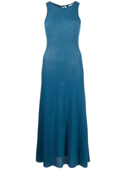 metallic ribbed midi dress by GANNI