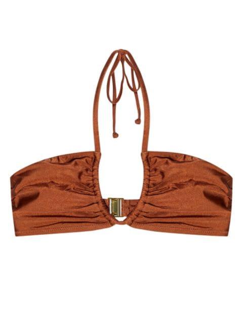 metallic-threading bikini top by GANNI