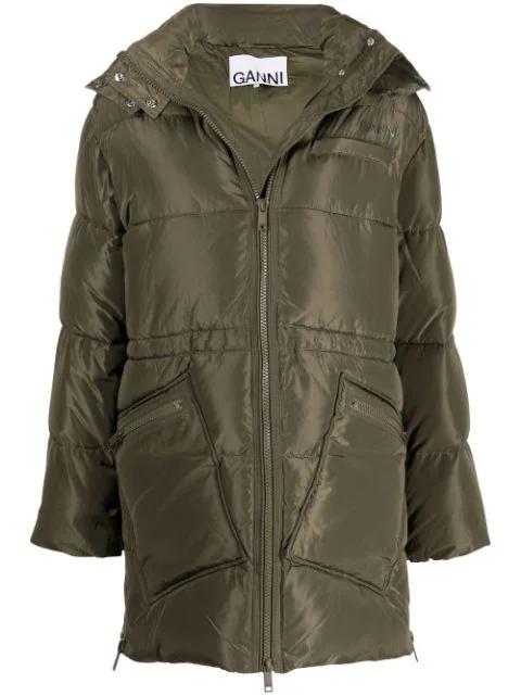 padded hoodied coat by GANNI