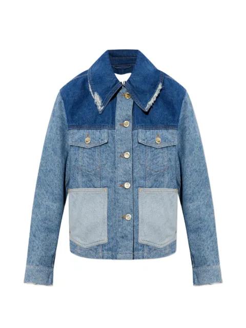 panelled distressed denim jacket by GANNI