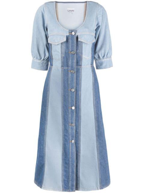 panelled midi organic cotton dress by GANNI