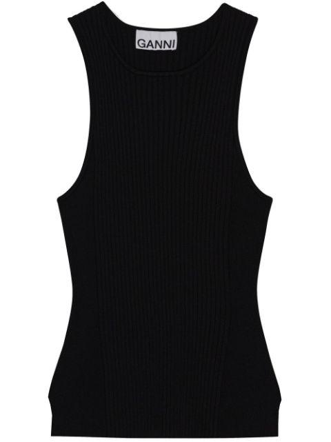 panelled rib-knit vest top by GANNI