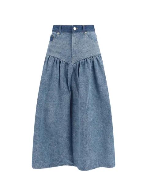 patchwork denim skirt by GANNI