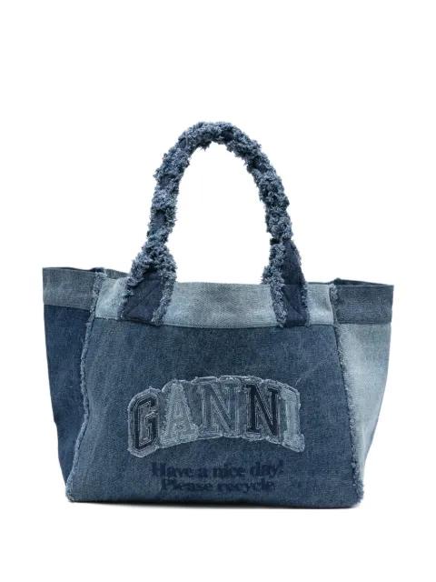 patchwork frayed tote bag by GANNI
