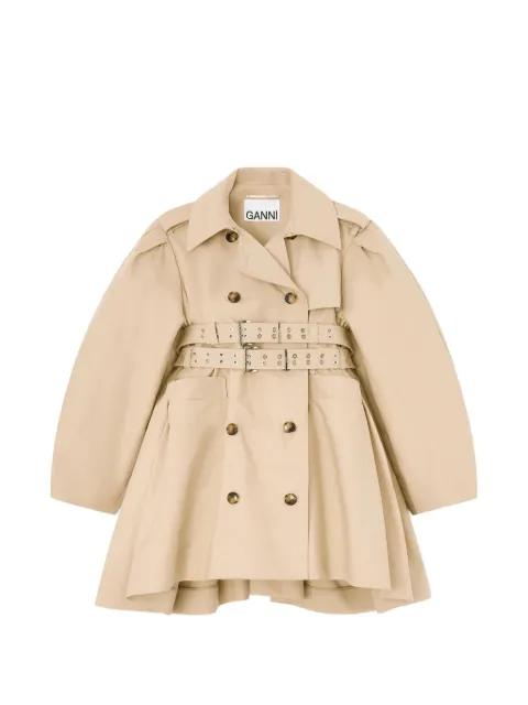 peplum-waist double-belted trench coat by GANNI
