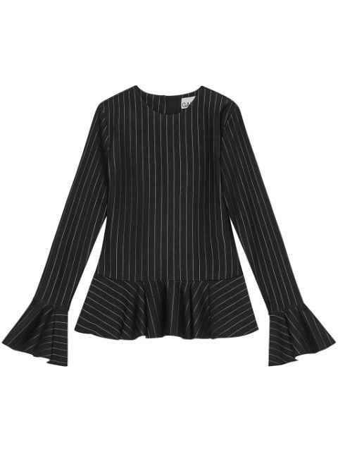 pinstriped peplum blouse by GANNI