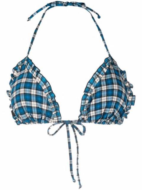 plaid-check print bikini top by GANNI