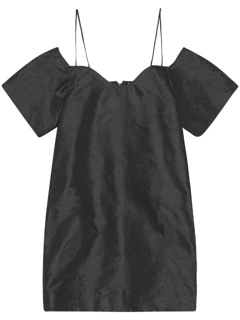 plain cold-shoulder mini dress by GANNI