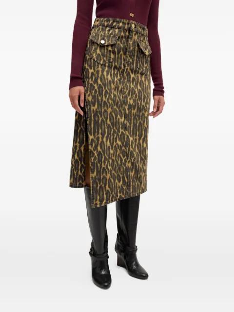 pocket-detail animal-print midi skirt by GANNI