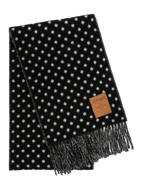 polka-dot fringed scarf by GANNI