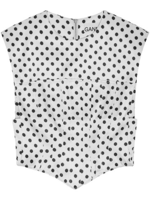 polka dot-print corset top by GANNI