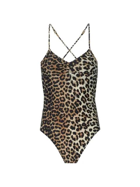 printed V-neck swimsuit by GANNI