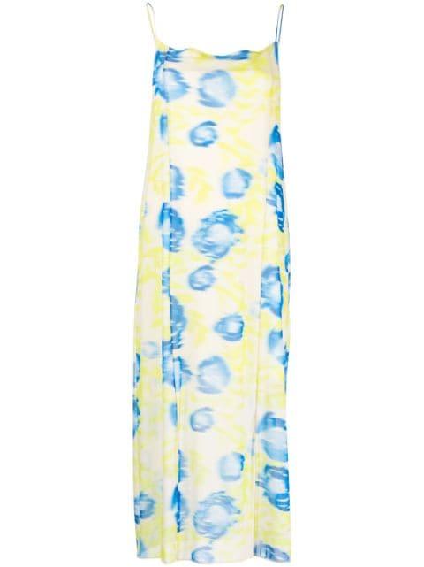 printed mesh slip dress by GANNI