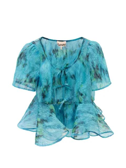 printed peplum blouse by GANNI