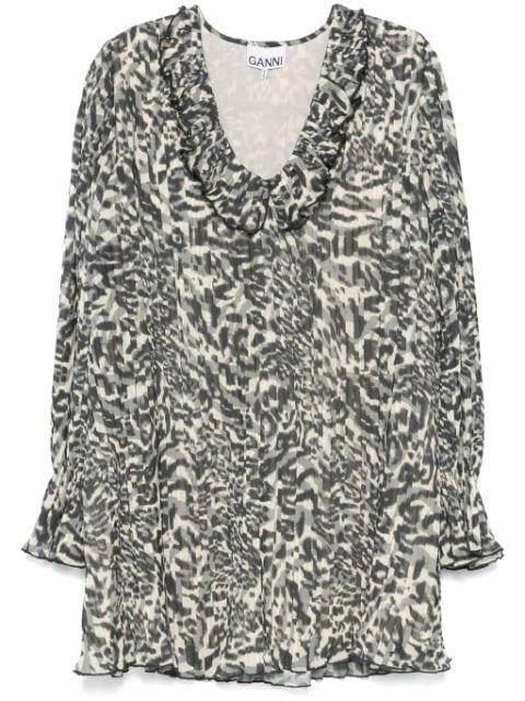 printed pleated mini dress by GANNI