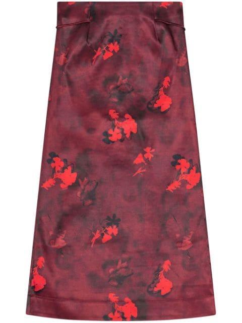 printed satin maxi skirt by GANNI