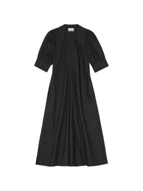 puff-sleeve V-neck midi dress by GANNI puff-sleeve V-neck midi dress by GANNI